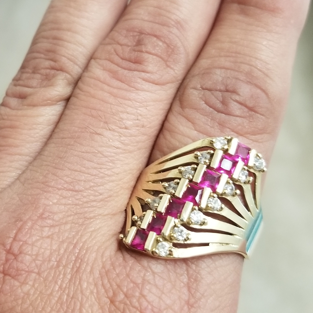 Sale! Vintage Semanario 14k ruby ring sz - Picture 14 of 16